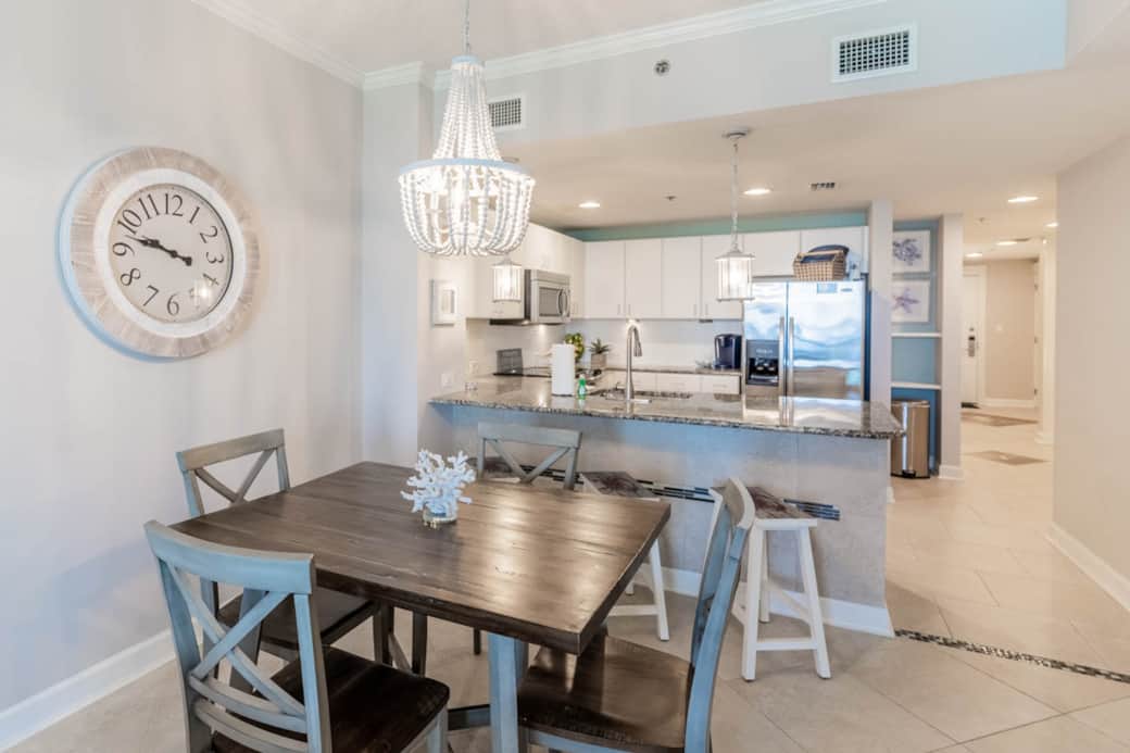 Dining area with open kitchen
