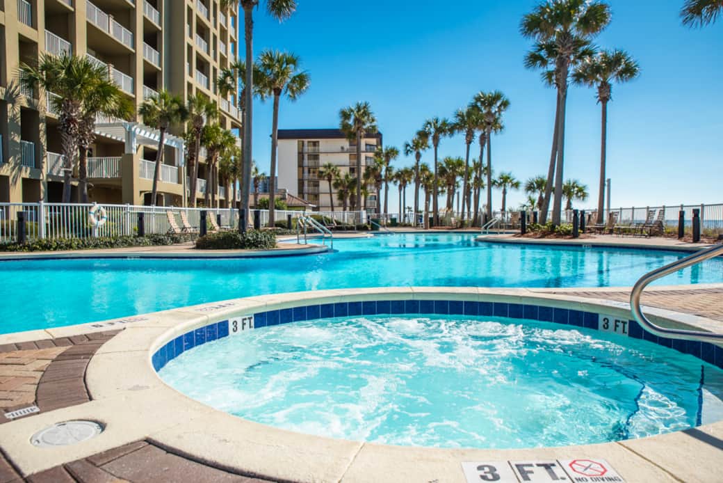 Beachfront resort pool and hot tub